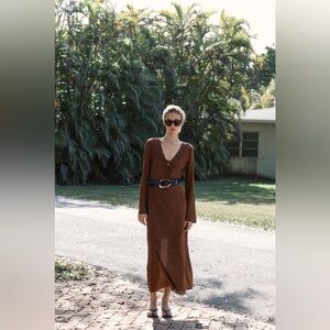 🔥🔥zara Brown Midi  Dress